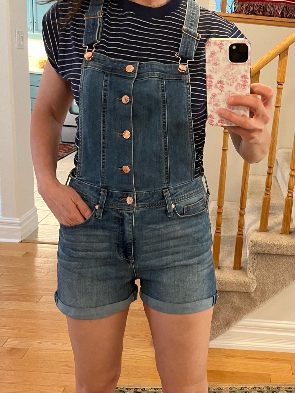 Guess Dark Blue Denim Short Overalls